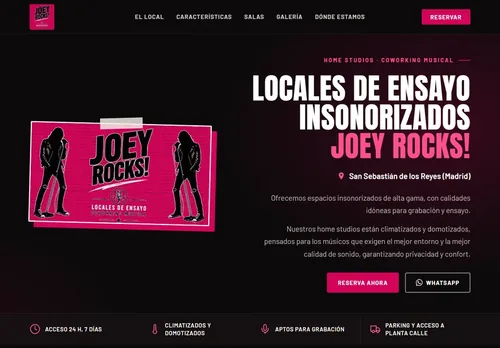Web de Joey Rocks!, locales de ensayo en Madrid